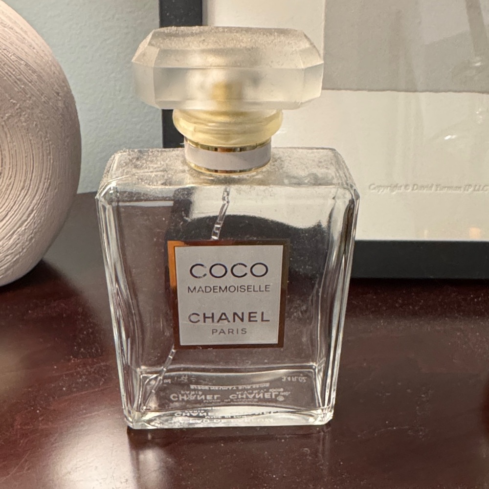 CHANEL Coco Mademoiselle Clear Glass Bottle with Gold Accents
